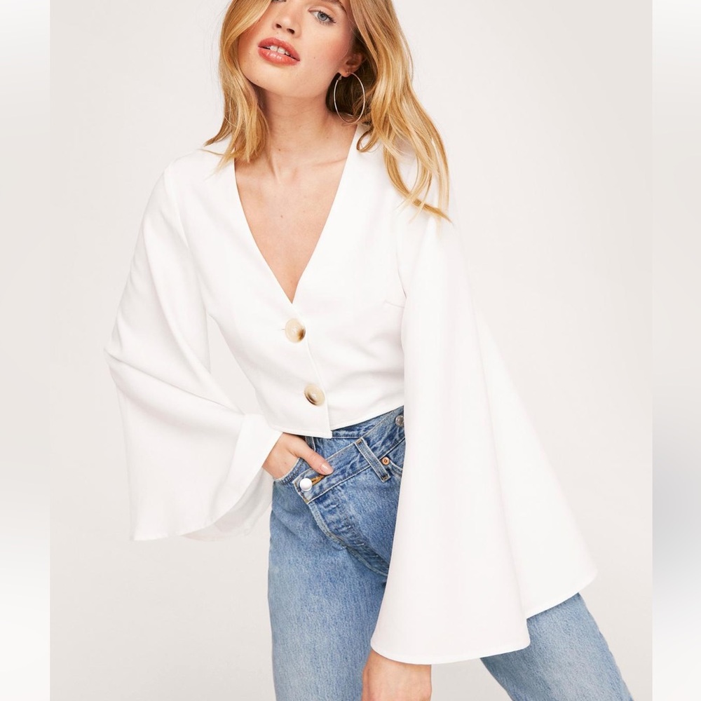 NastyGal Button Through Wide Sleeve Blouse